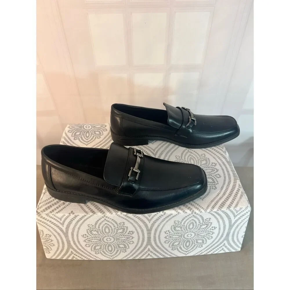 Akademiks Black Slip On Square Toe Comfort Buckle Loafer Dress Shoe Size 10